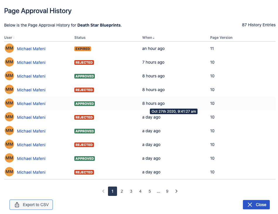 confluence workflow confluence page approval